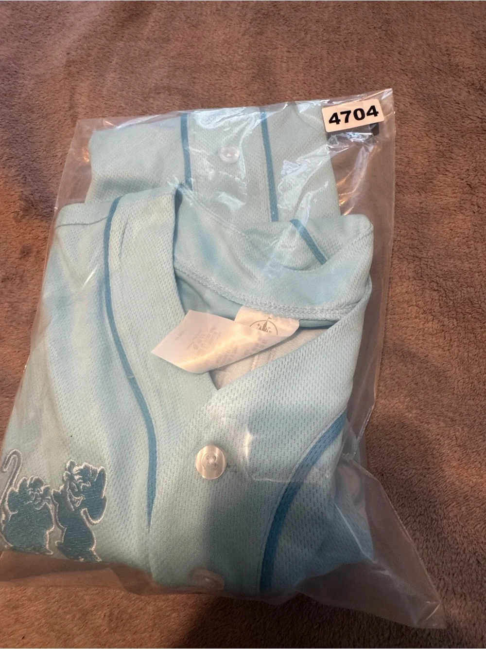 Walt Disney Cinderella Princess NWT Baseball Jersey Sky Blue Size XS Short  L - Picture 8 of 8